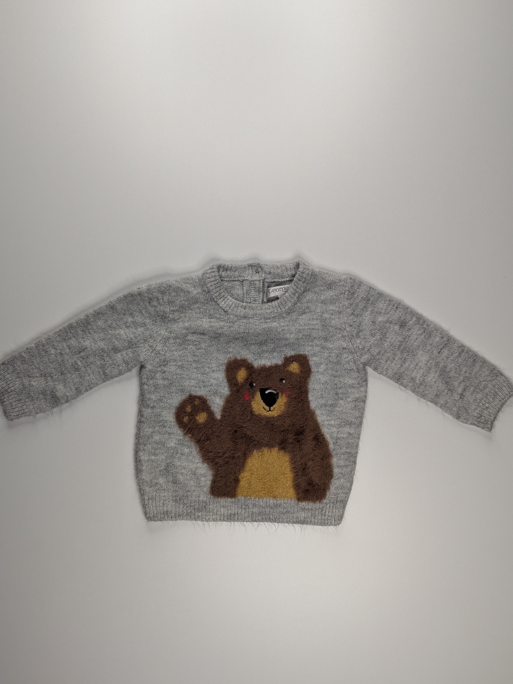 George Gray Kids Sweater with Brown Bear Motif